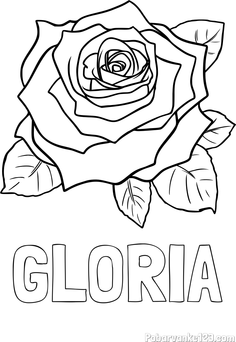 Pobarvanka imena GLORIA in pobarvanka vrtnice
