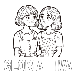 Online izdelana pobarvanka - Pobarvanka imena GLORIA    IVA in pobarvanka dveh najboljših prijateljic