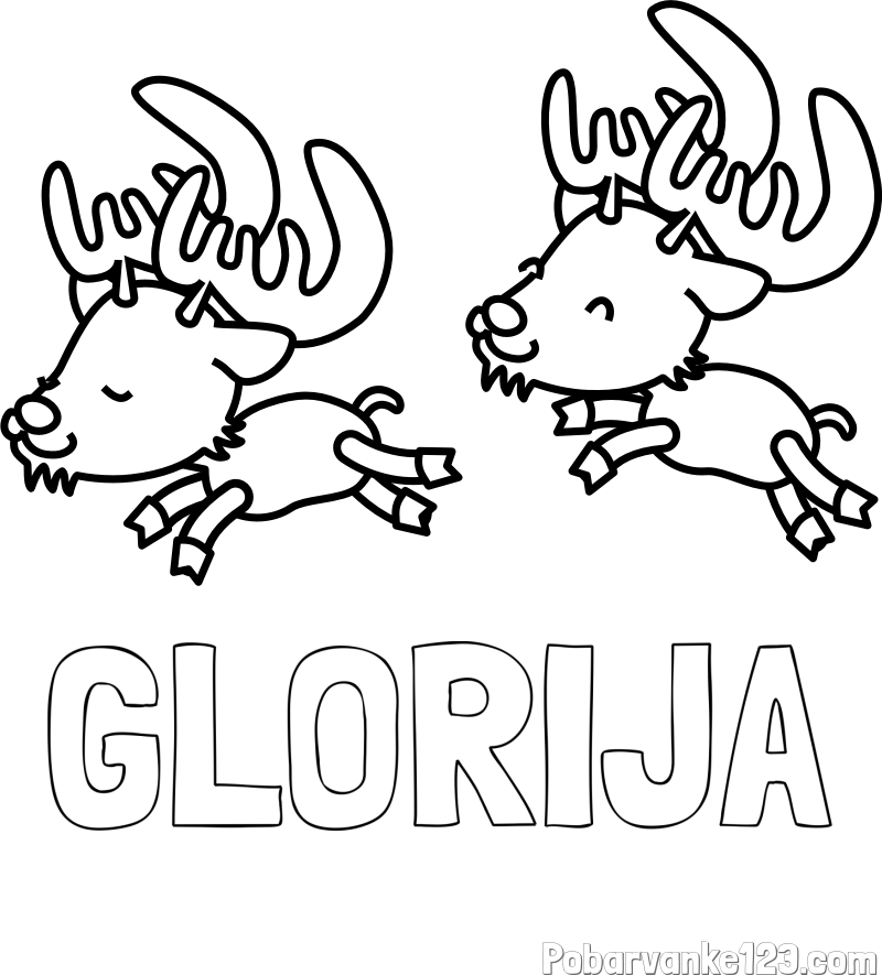 Pobarvanka imena GLORIJA in jelenčka