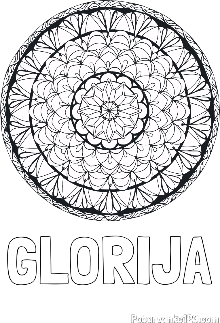 Pobarvanka imena GLORIJA in mandale 4