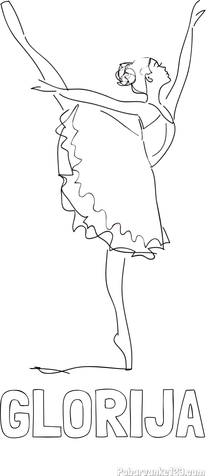 Pobarvanka imena GLORIJA in pobarvanka ljubke baletke