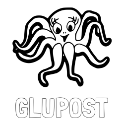 Pobarvanka imena GLUPOST in otroška pobarvanka nasmejane hobotnice