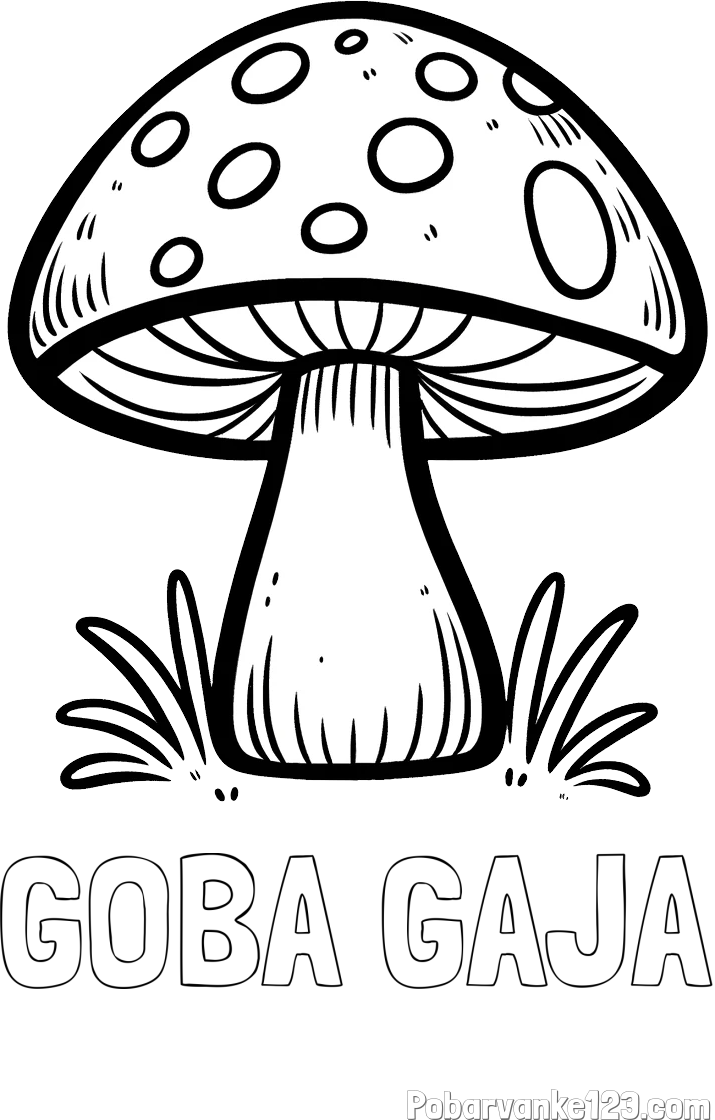 Pobarvanka imena GOBA GAJA in pobarvanka gobe