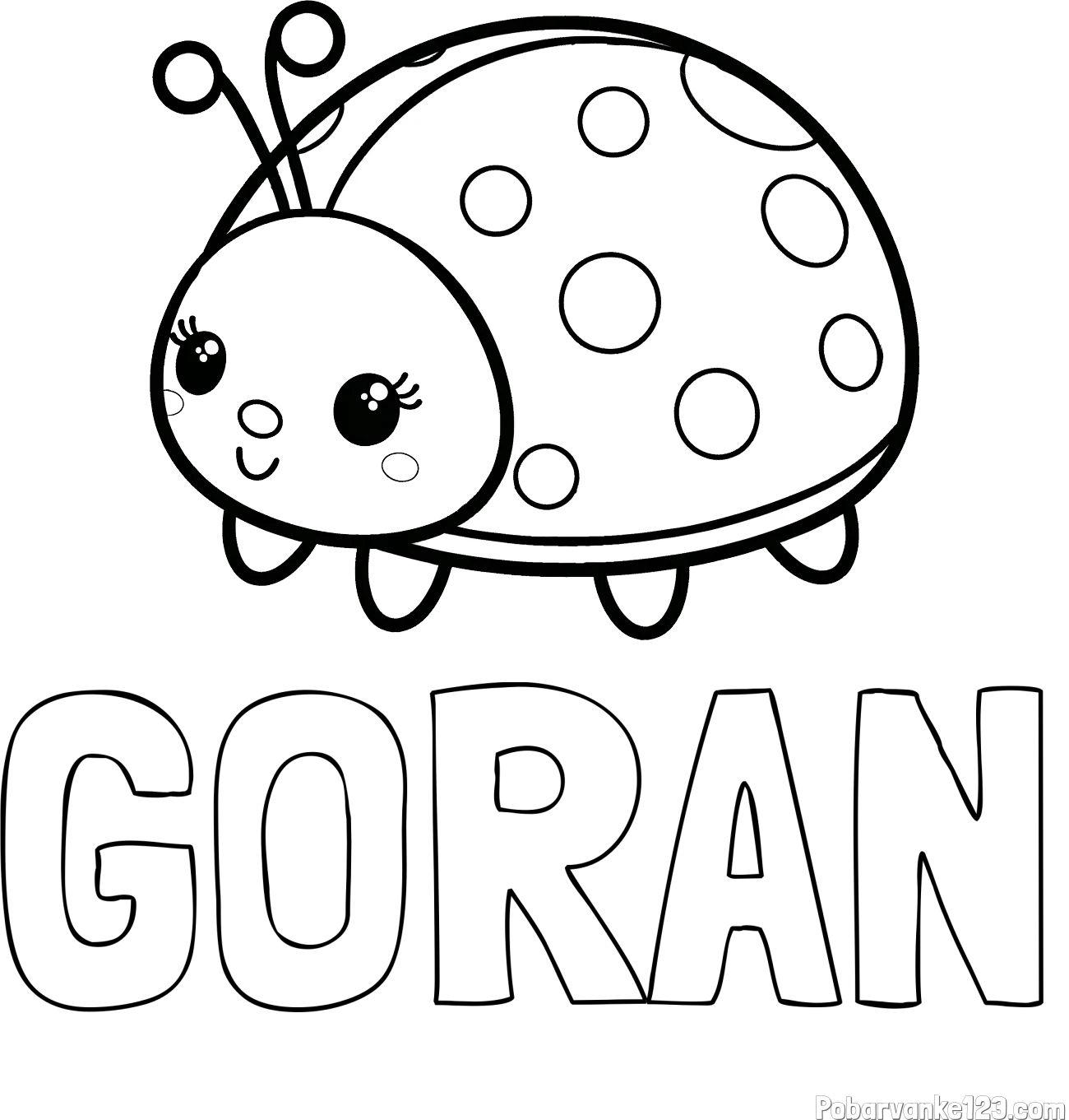 Pobarvanka imena GORAN in pobarvanka ljubke pikapolonice