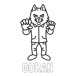 Online izdelana pobarvanka - Pobarvanka imena GORAN in pobarvanka zlobnega volka iz Rdeče kapice