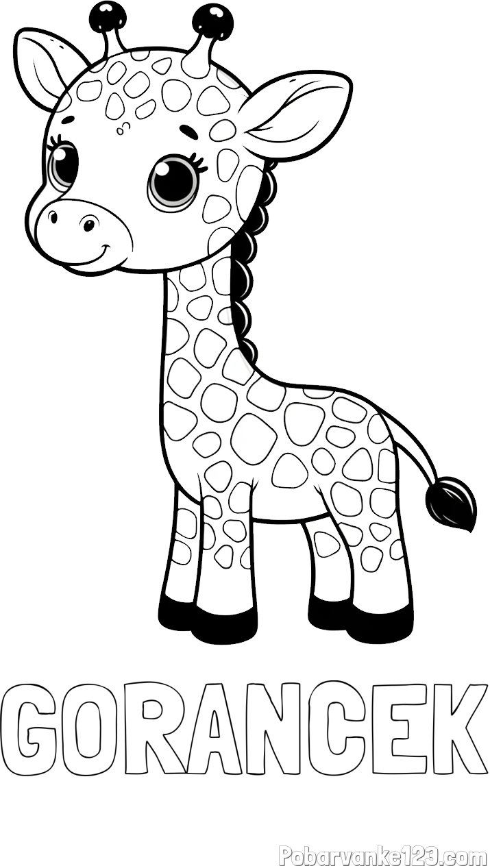 Pobarvanka imena GORANČEK in pobarvanka simpatične žirafe