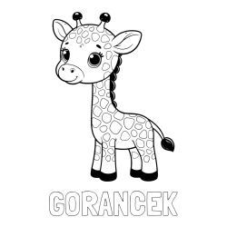Online izdelana pobarvanka - Pobarvanka imena GORANČEK in pobarvanka simpatične žirafe