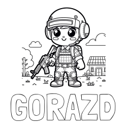 Online izdelana pobarvanka - Pobarvanka imena GORAZD in preprosta otroška PUBG pobarvanka