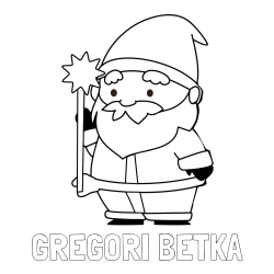Online izdelana pobarvanka - Pobarvanka imena GREGORI BETKA in dedek Mraz