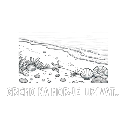 Online izdelana pobarvanka - Pobarvanka imena GREMO NA MORJE  UZIVAT.. in pobarvanka morja in plaže