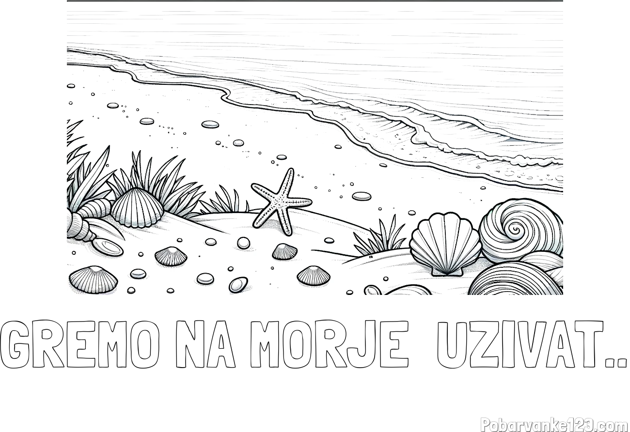 Pobarvanka imena GREMO NA MORJE  UZIVAT.. in pobarvanka morja in plaže