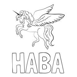 Online izdelana pobarvanka - Pobarvanka imena HABA in lepa pobarvanka samoroga