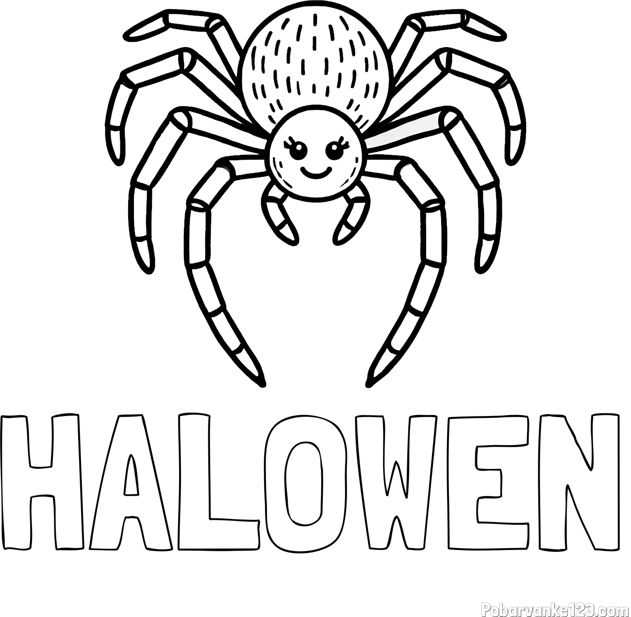Pobarvanka imena HALOWEN in pobarvanka veselega pajka