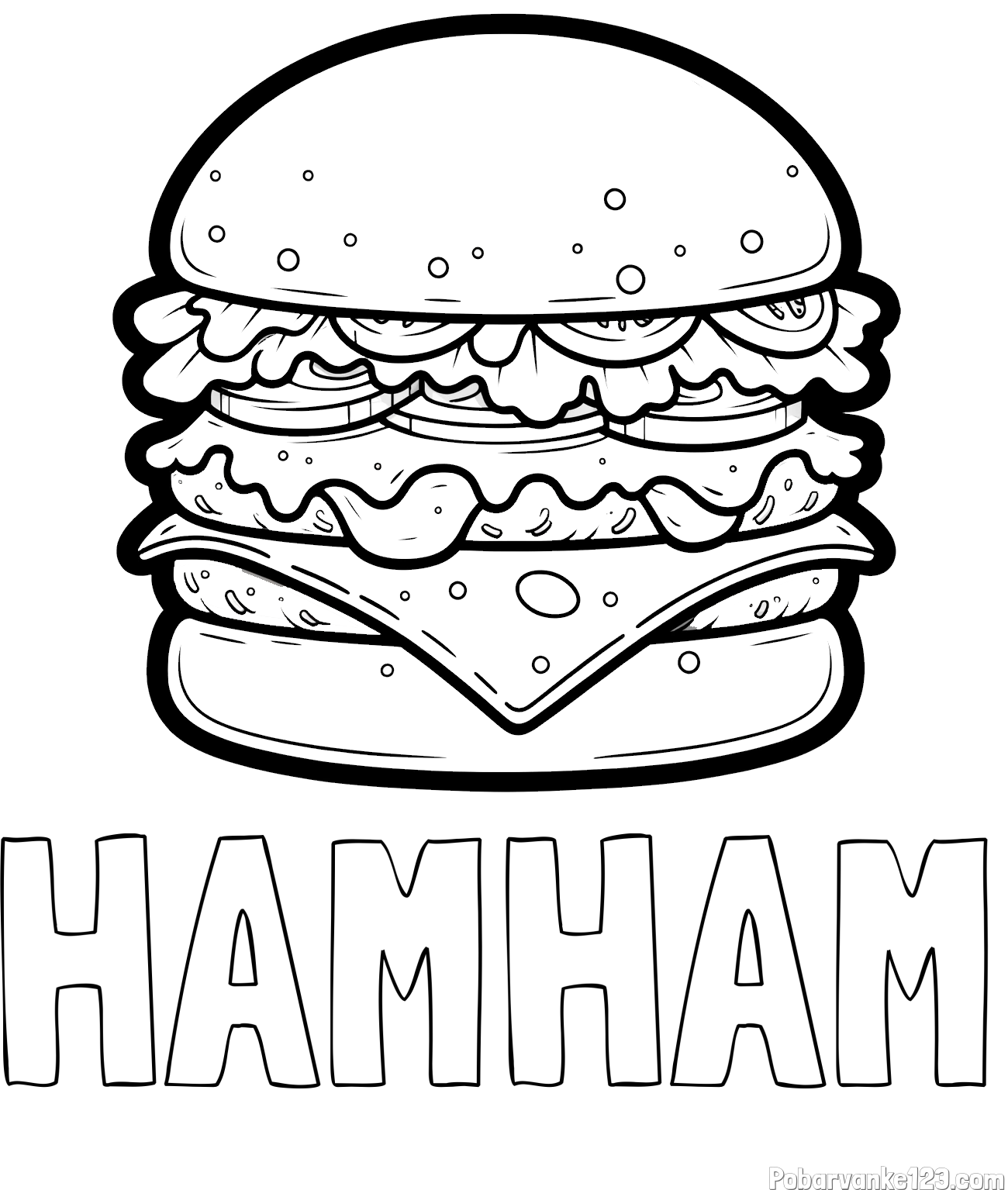 Pobarvanka imena HAM-HAM in pobarvanka hamburger