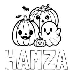 Online izdelana pobarvanka - Pobarvanka imena HAMZA in pobarvanka duhca in buč za noč čarovnic