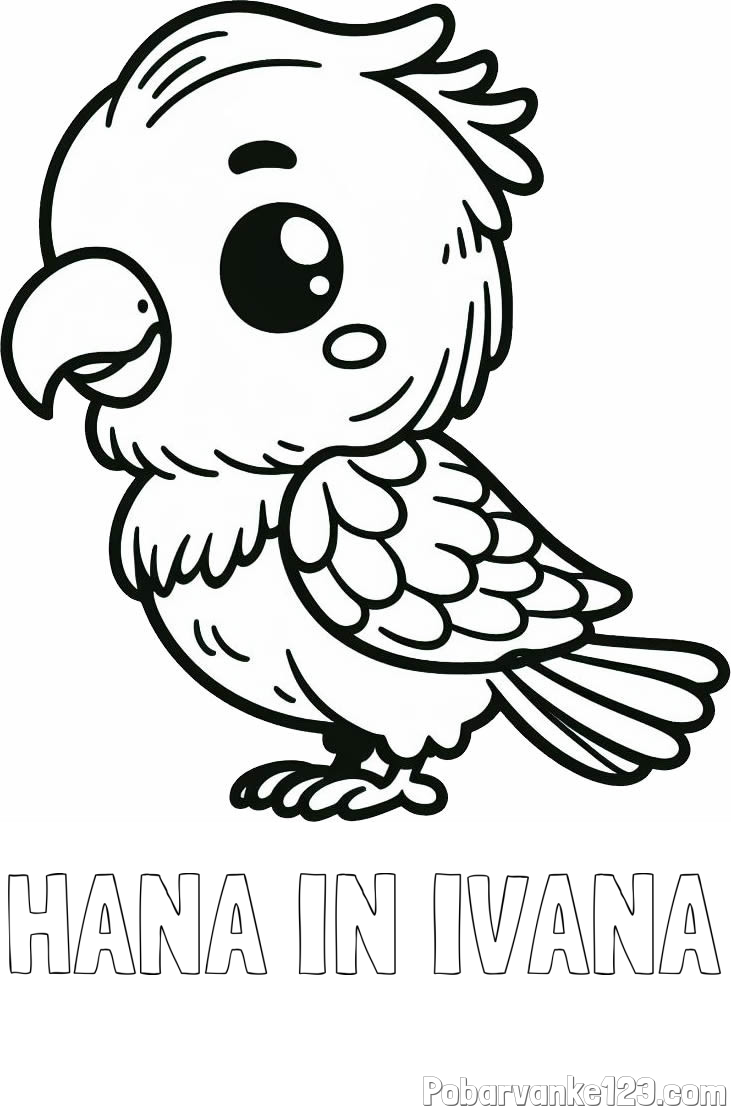 Pobarvanka imena HANA IN IVANA in pobarvanka ljubkega papagaja