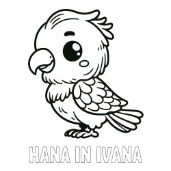 Online izdelana pobarvanka - Pobarvanka imena HANA IN IVANA in pobarvanka ljubkega papagaja