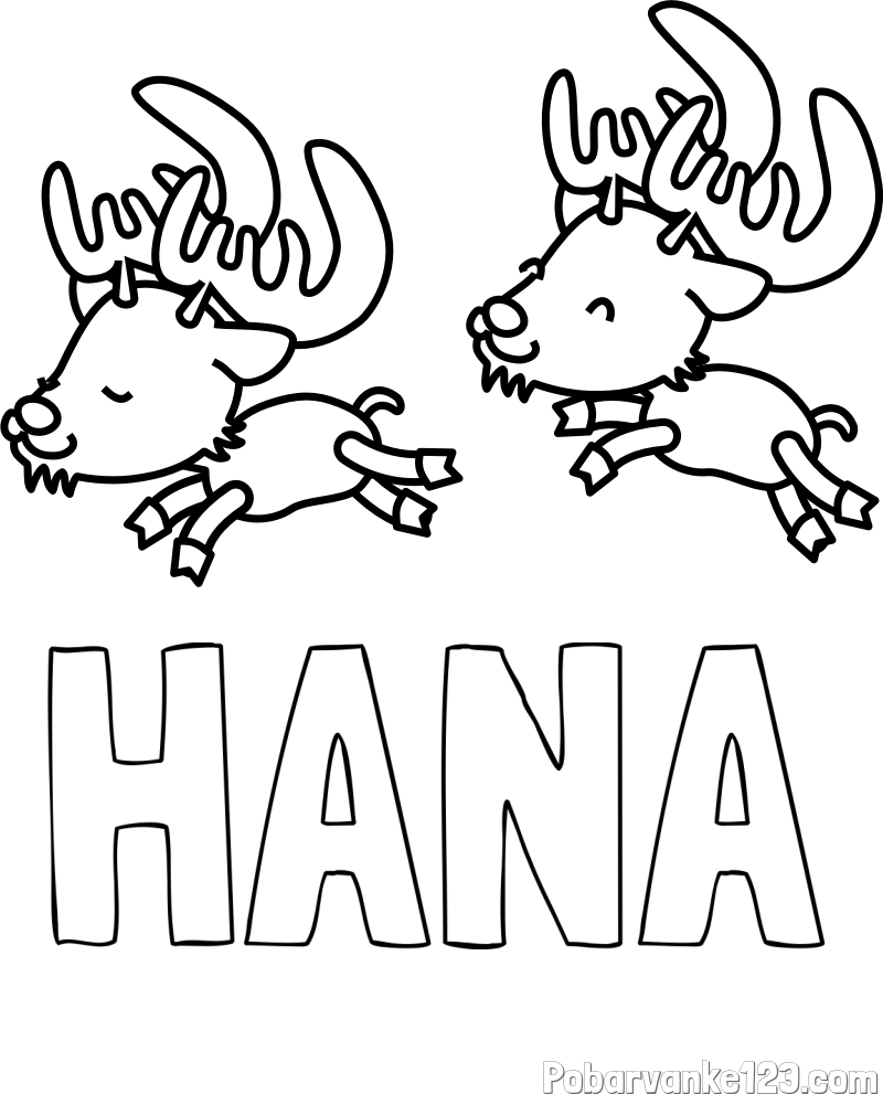Pobarvanka imena HANA in jelenčka