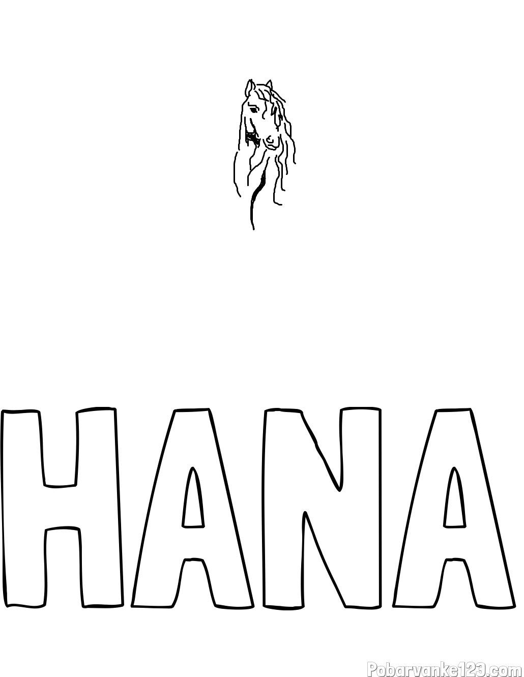 Pobarvanka imena HANA in LEP KONJ
