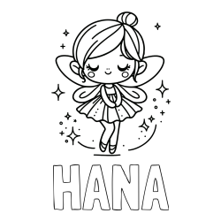 Pobarvanka imena HANA in otroška pobarvanka čarobne vile