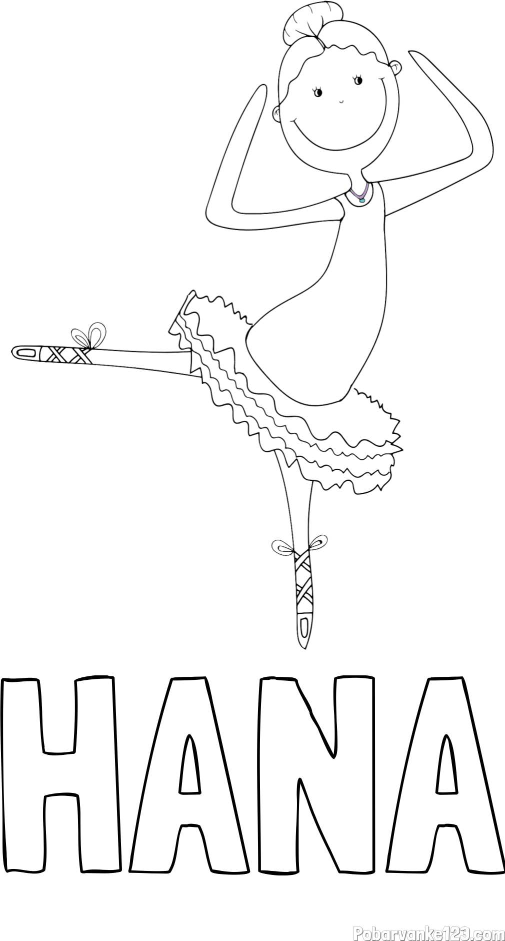 Pobarvanka imena HANA in pobarvanka balerine