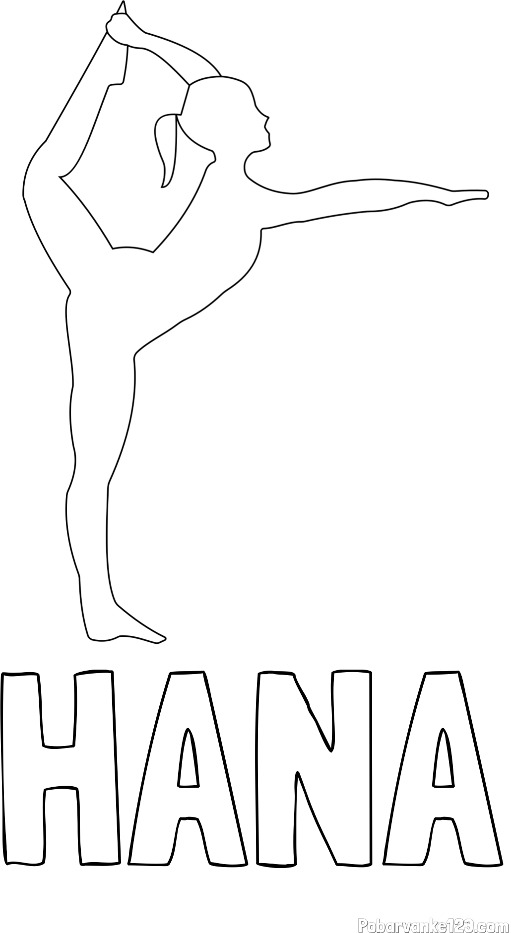 Pobarvanka imena HANA in pobarvanka baletke med ogrevanjem