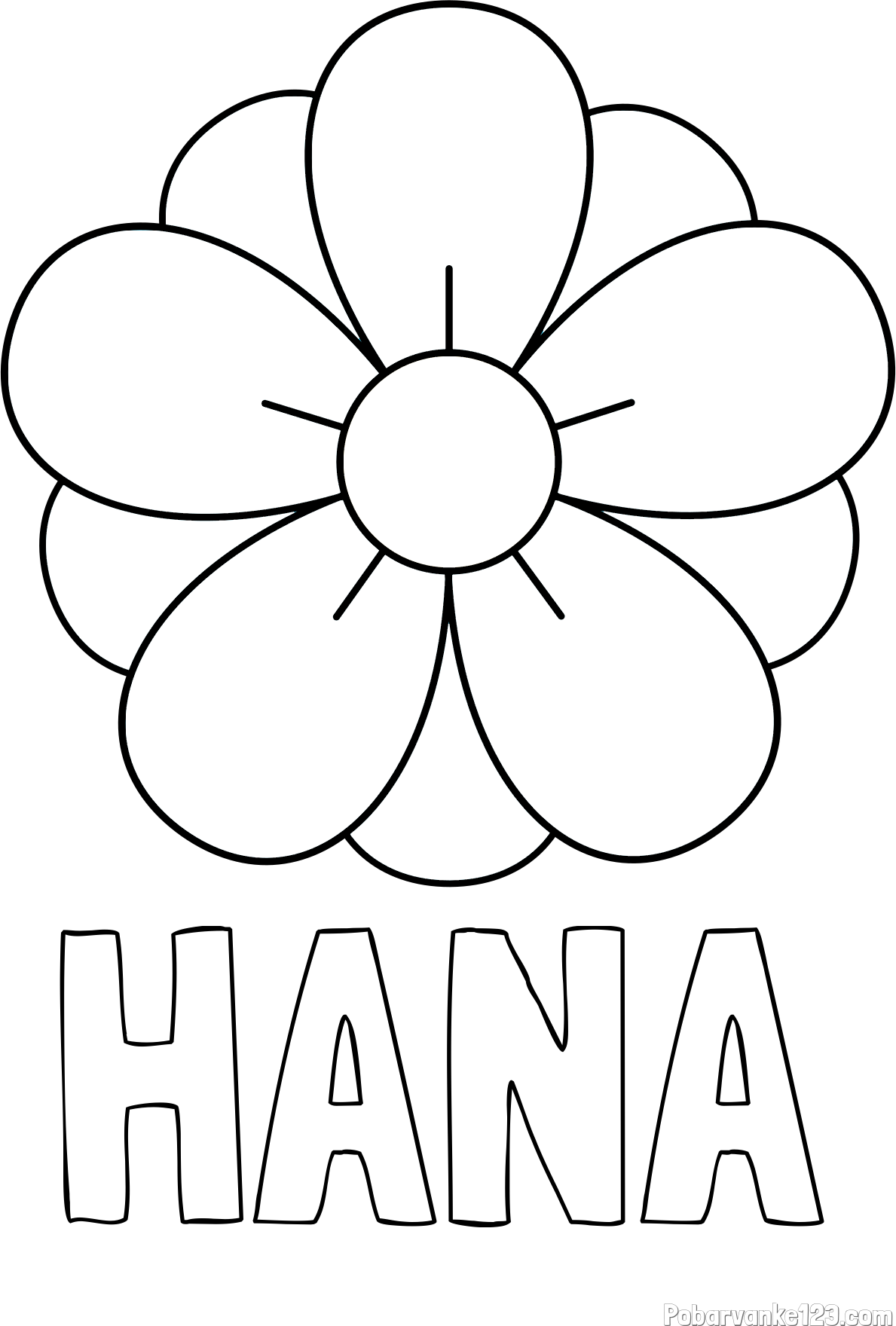 Pobarvanka imena HANA in pobarvanka lepega cveta