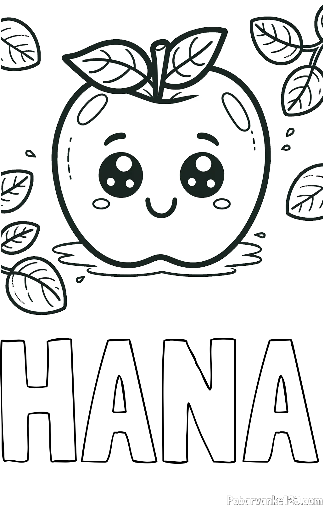 Pobarvanka imena HANA in pobarvanka nasmejane jabolke