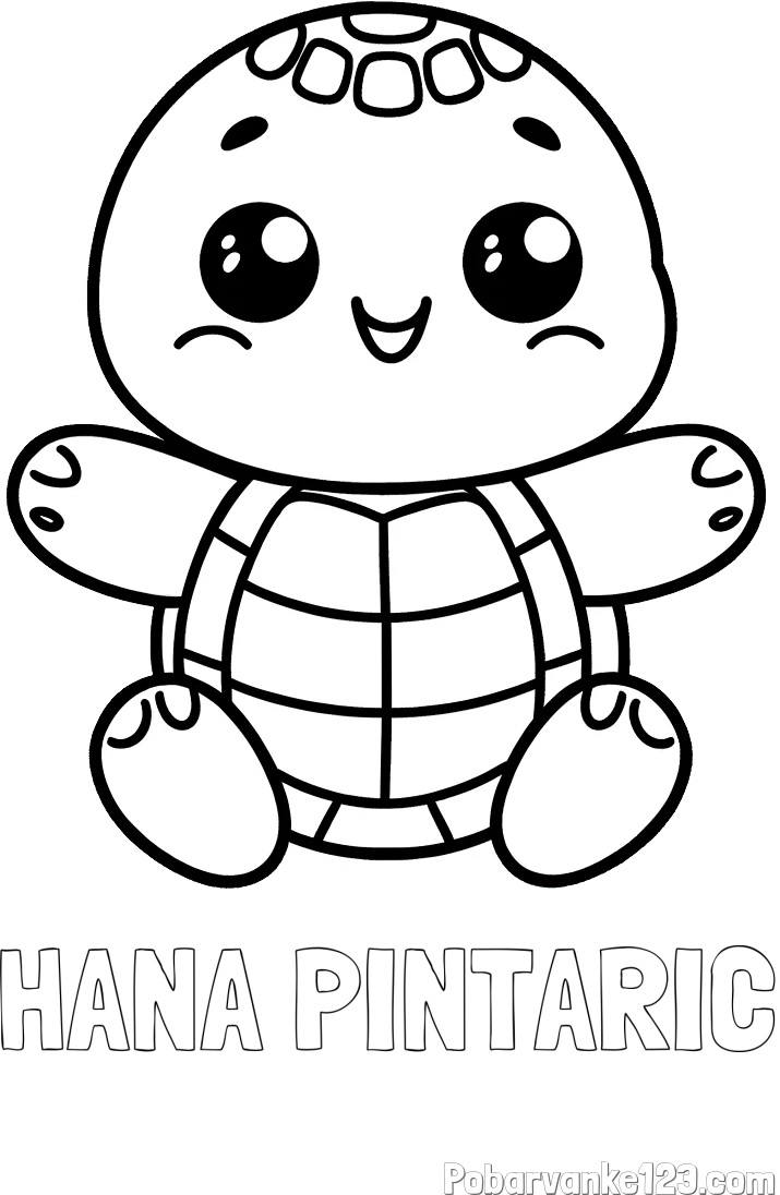 Pobarvanka imena HANA PINTARIČ in otroška pobarvanka ljubke in nasmejane želvice