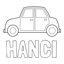 Online izdelana pobarvanka - Pobarvanka imena HANCI in pobarvanka avta