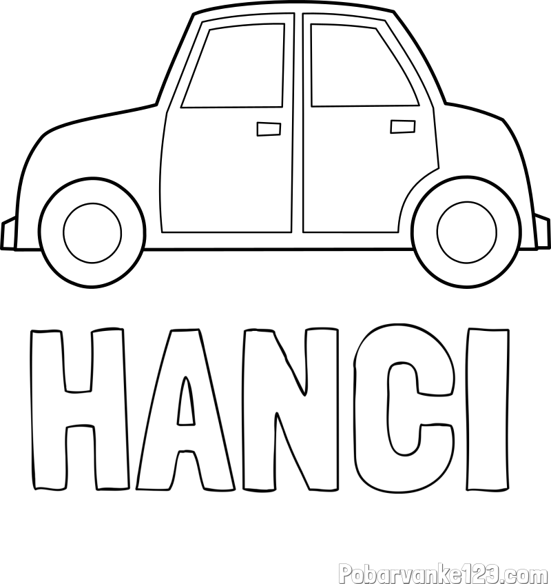 Pobarvanka imena HANCI in pobarvanka avta