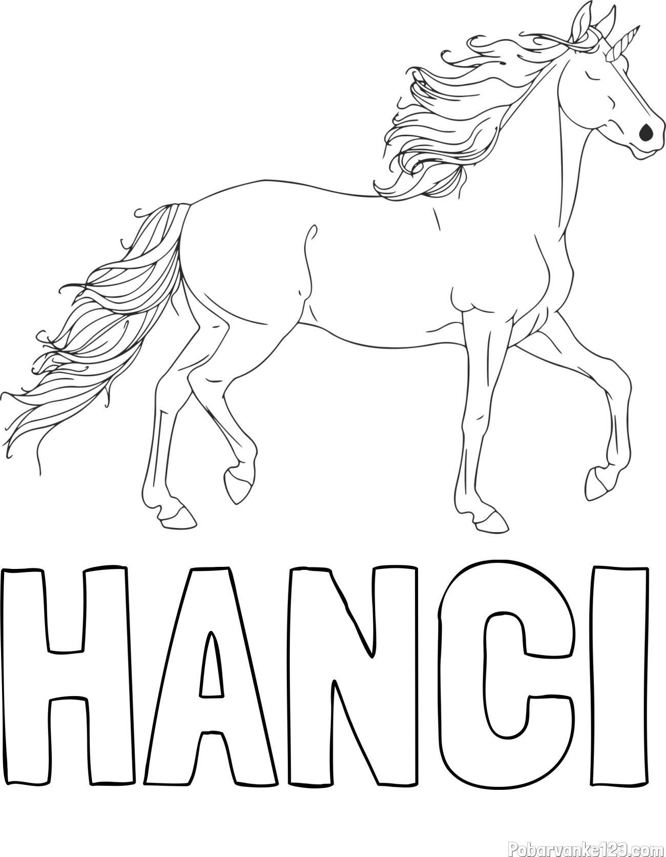 Pobarvanka imena HANČI in samorog