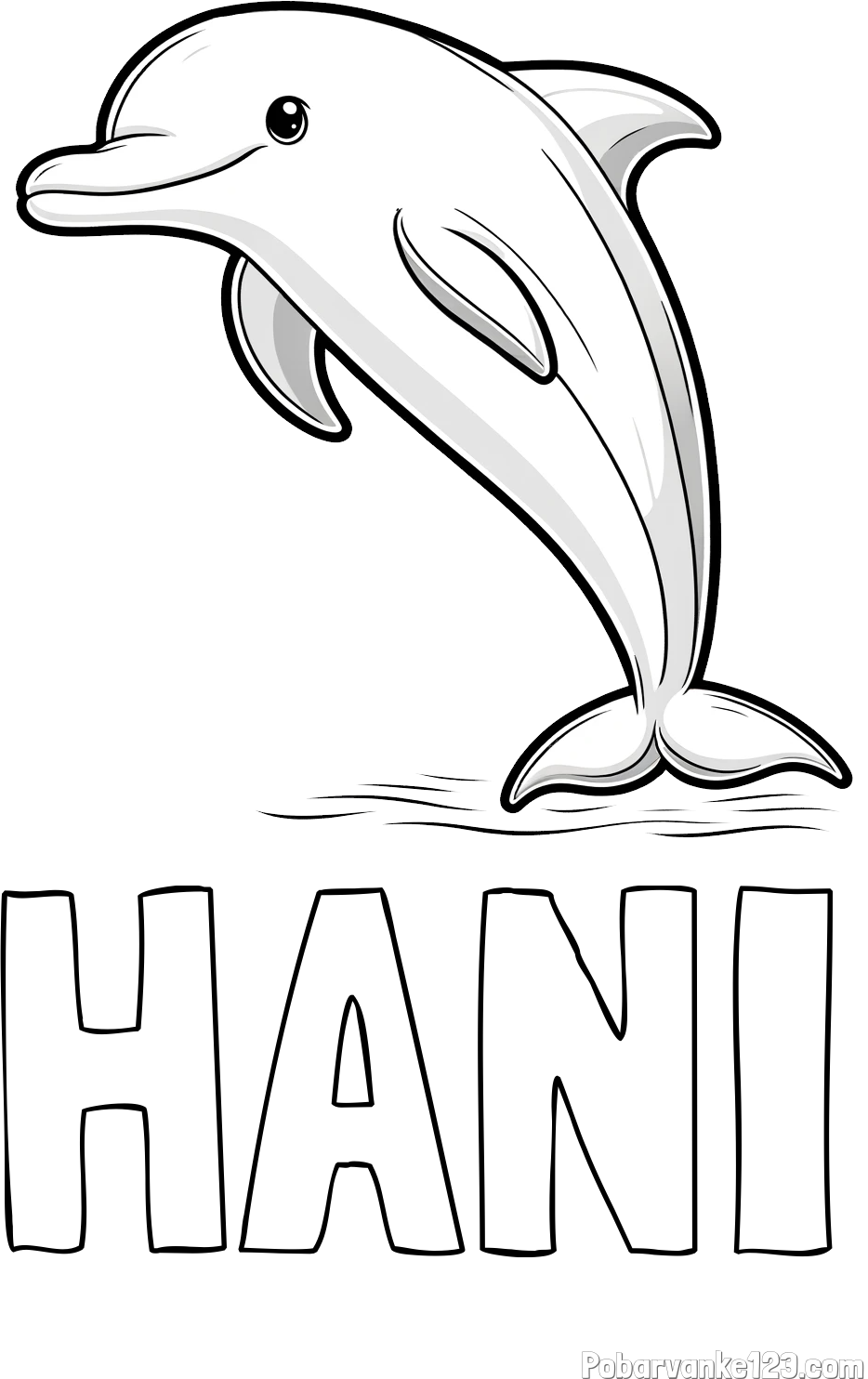 Pobarvanka imena HANI in pobarvanka delfina