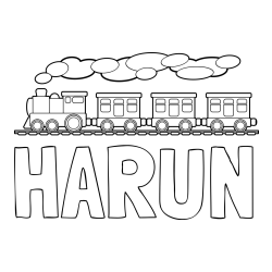 Online izdelana pobarvanka - Pobarvanka imena HARUN in pobarvanka vlaka