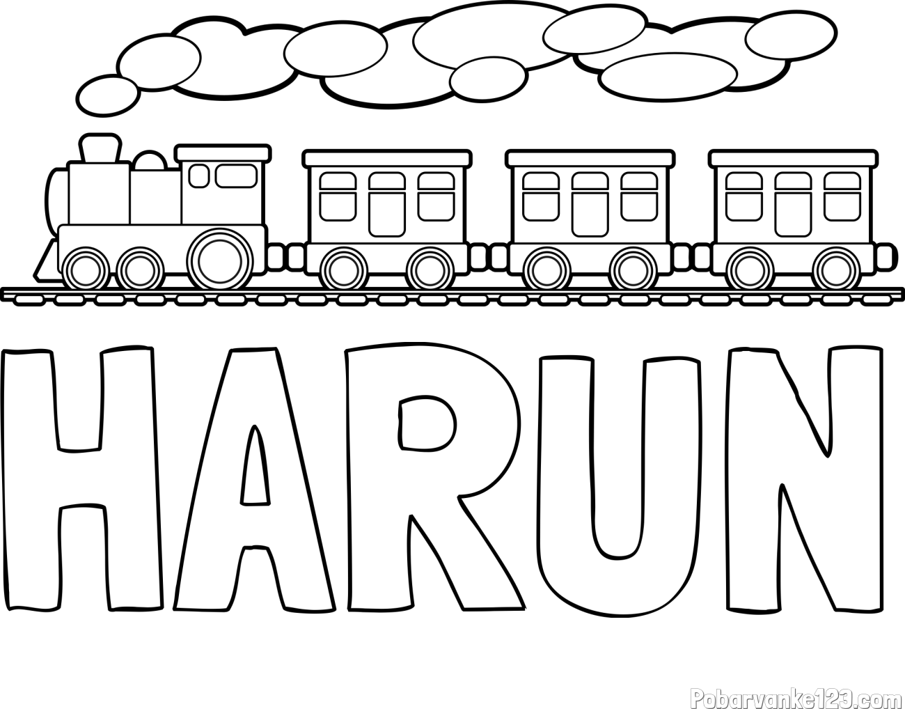 Pobarvanka imena HARUN in pobarvanka vlaka