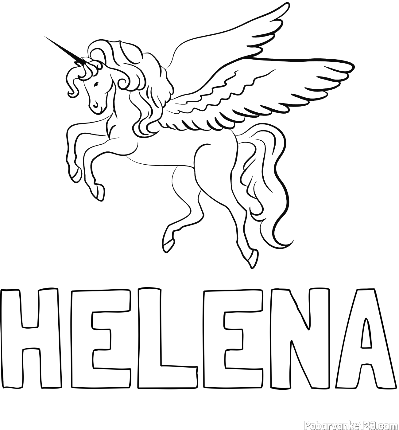 Pobarvanka imena HELENA in lepa pobarvanka samoroga