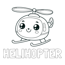 Online izdelana pobarvanka - Pobarvanka imena HELIHOPTER in otroška pobarvanka ljubkega helikopterja