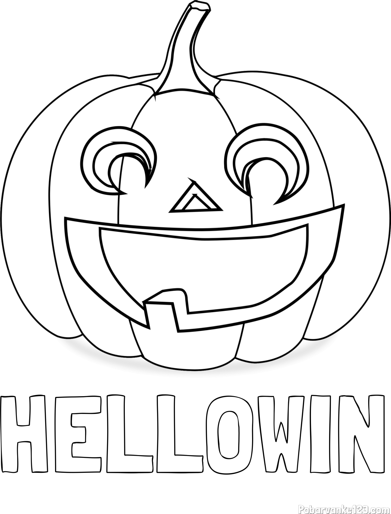 Pobarvanka imena HELLOWIN in pobarvanka nasmejane buče za noč čarovnic