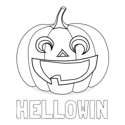 Online izdelana pobarvanka - Pobarvanka imena HELLOWIN in pobarvanka nasmejane buče za noč čarovnic