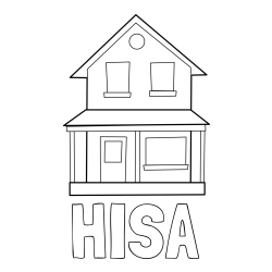 Online izdelana pobarvanka - Pobarvanka imena HIŠA in pobarvanka preproste hiše