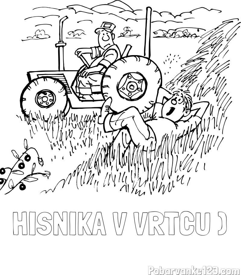 Pobarvanka imena HIŠNIKA V VRTCU ) in pobarvanka traktor