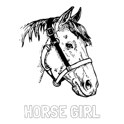 Pobarvanka imena HORSE GIRL in konjska glava
