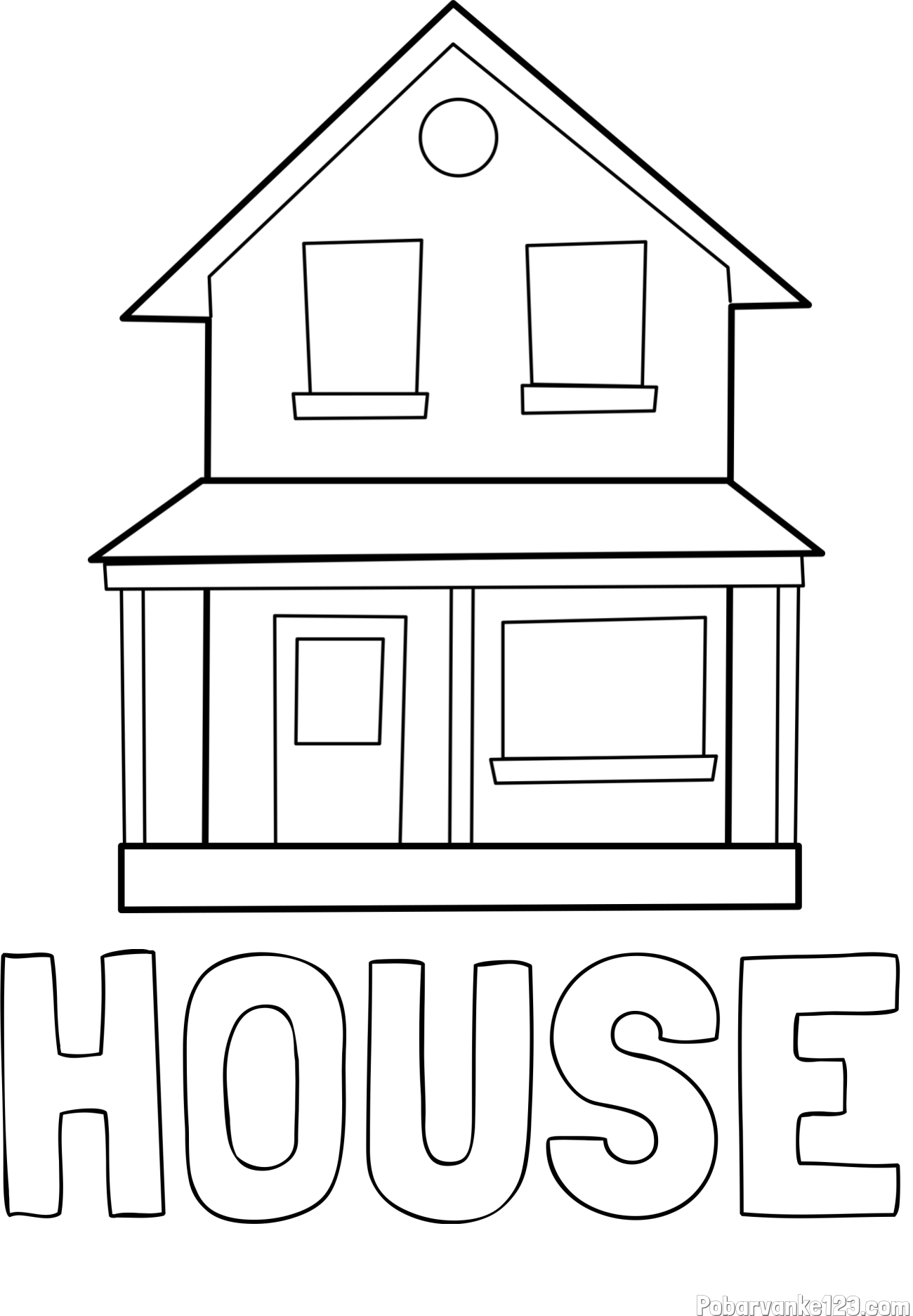 Pobarvanka imena HOUSE in pobarvanka preproste hiše