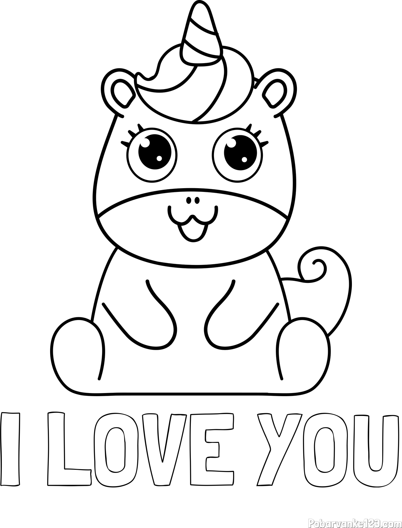 Pobarvanka imena I LOVE YOU in pobarvanka čudovitega samoroga Unicorn