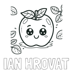 Online izdelana pobarvanka - Pobarvanka imena IAN HROVAT in pobarvanka nasmejane jabolke