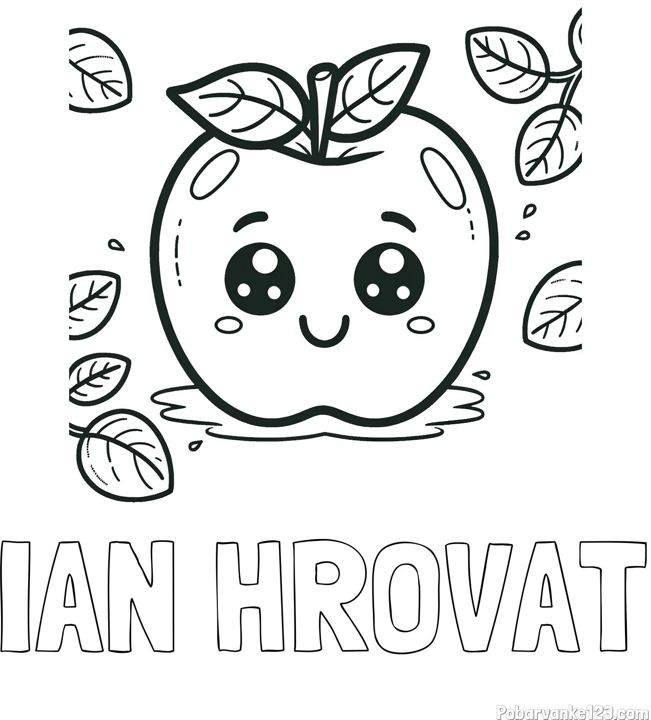 Pobarvanka imena IAN HROVAT in pobarvanka nasmejane jabolke