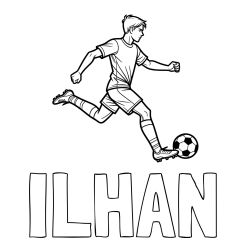 Online izdelana pobarvanka - Pobarvanka imena ILHAN in pobarvanka nogometaša v napadu
