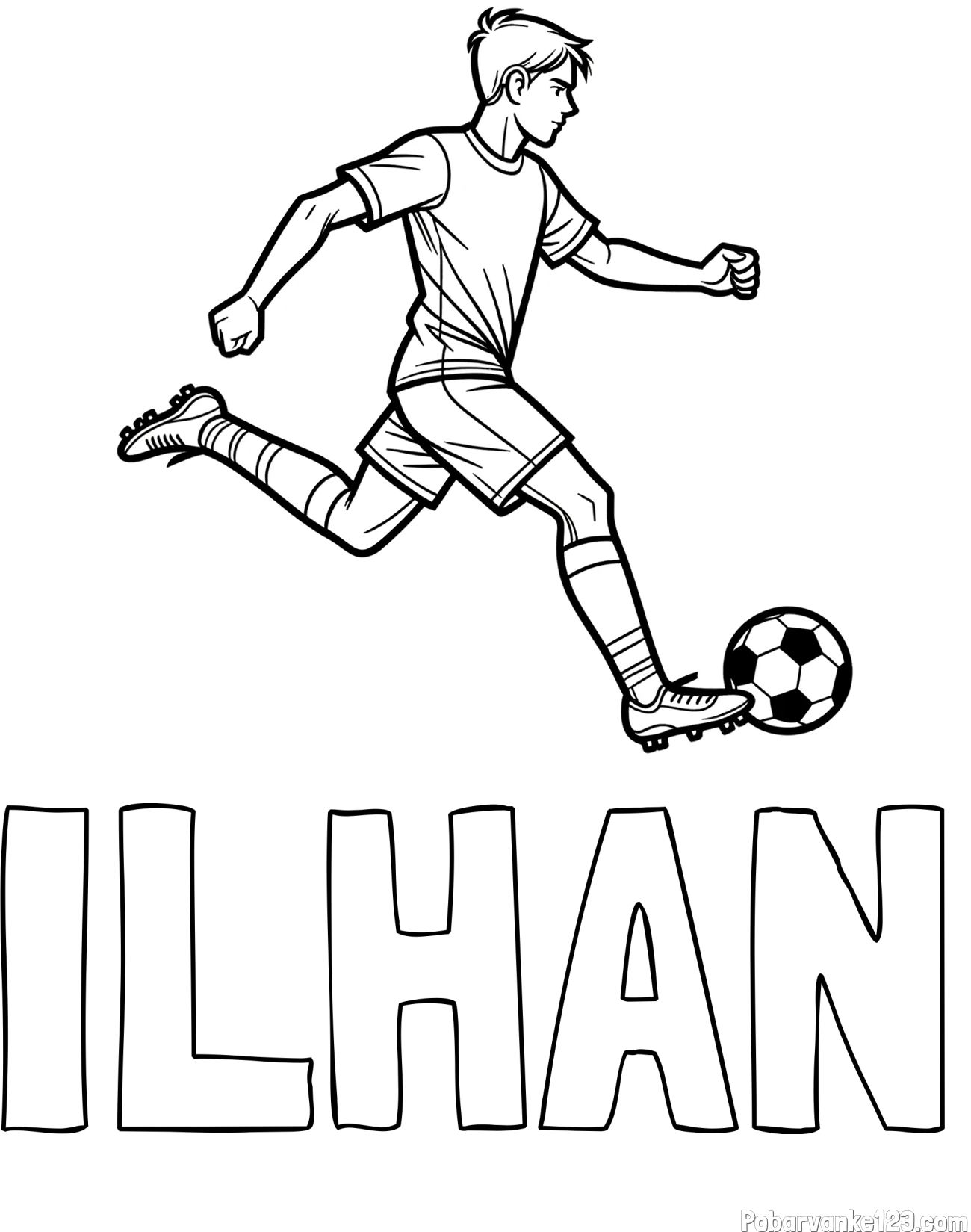 Pobarvanka imena ILHAN in pobarvanka nogometaša v napadu