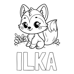 Online izdelana pobarvanka - Pobarvanka imena ILKA in pobarvanka lisičke