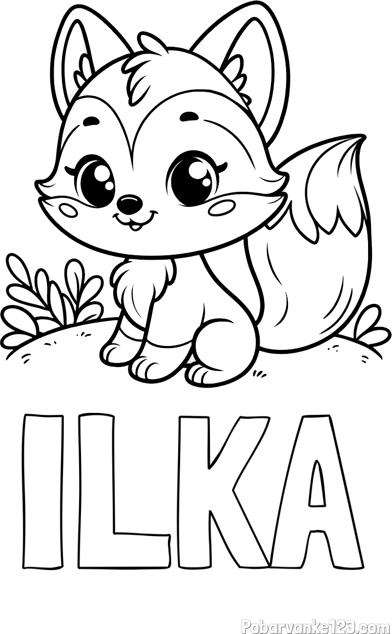 Pobarvanka imena ILKA in pobarvanka lisičke